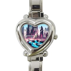 Urban City Cyberpunk River Cyber Tech Future Heart Italian Charm Watch by Uceng