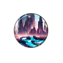 Urban City Cyberpunk River Cyber Tech Future Hat Clip Ball Marker (4 Pack) by Uceng