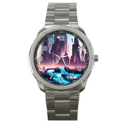 Urban City Cyberpunk River Cyber Tech Future Sport Metal Watch by Uceng