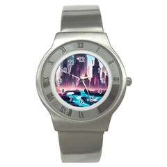 Urban City Cyberpunk River Cyber Tech Future Stainless Steel Watch by Uceng