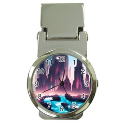 Urban City Cyberpunk River Cyber Tech Future Money Clip Watches by Uceng