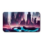 Urban City Cyberpunk River Cyber Tech Future Medium Bar Mat 16 x8.5  Bar Mat