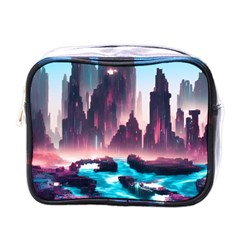 Urban City Cyberpunk River Cyber Tech Future Mini Toiletries Bag (one Side) by Uceng