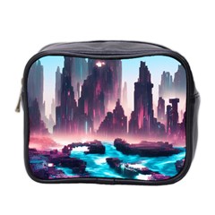 Urban City Cyberpunk River Cyber Tech Future Mini Toiletries Bag (two Sides) by Uceng