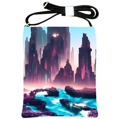 Urban City Cyberpunk River Cyber Tech Future Shoulder Sling Bag by Uceng