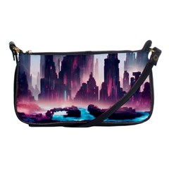 Urban City Cyberpunk River Cyber Tech Future Shoulder Clutch Bag by Uceng