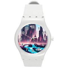 Urban City Cyberpunk River Cyber Tech Future Round Plastic Sport Watch (m) by Uceng