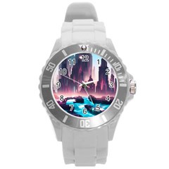 Urban City Cyberpunk River Cyber Tech Future Round Plastic Sport Watch (l) by Uceng