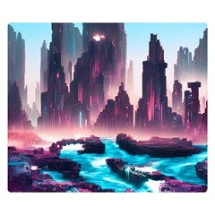 Urban City Cyberpunk River Cyber Tech Future Double Sided Flano Blanket (small) by Uceng