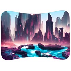 Urban City Cyberpunk River Cyber Tech Future Velour Seat Head Rest Cushion