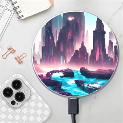 Urban City Cyberpunk River Cyber Tech Future Wireless Charger by Uceng