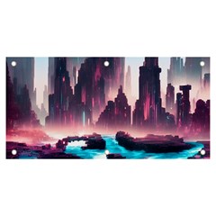 Urban City Cyberpunk River Cyber Tech Future Banner And Sign 6  X 3 