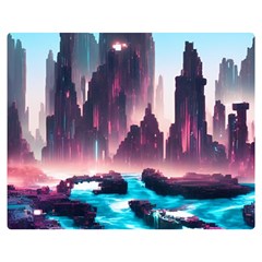 Urban City Cyberpunk River Cyber Tech Future Flano Blanket (medium)