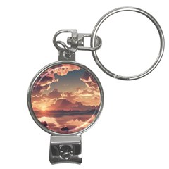 Sunset River Sky Clouds Nature Nostalgic Mountain Nail Clippers Key Chain