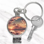 Sunset River Sky Clouds Nature Nostalgic Mountain Nail Clippers Key Chain Front