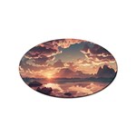 Sunset River Sky Clouds Nature Nostalgic Mountain Sticker (Oval) Front