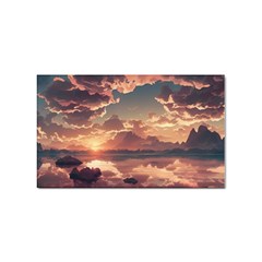 Sunset River Sky Clouds Nature Nostalgic Mountain Sticker (rectangular) by Uceng