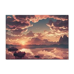 Sunset River Sky Clouds Nature Nostalgic Mountain Sticker A4 (10 Pack) by Uceng