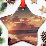 Sunset River Sky Clouds Nature Nostalgic Mountain Star Ornament (Two Sides) Front