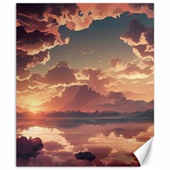 Sunset River Sky Clouds Nature Nostalgic Mountain Canvas 8  X 10  by Uceng