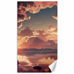 Sunset River Sky Clouds Nature Nostalgic Mountain Canvas 40  X 72  by Uceng