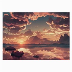 Sunset River Sky Clouds Nature Nostalgic Mountain Large Glasses Cloth