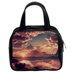 Sunset River Sky Clouds Nature Nostalgic Mountain Classic Handbag (two Sides) by Uceng