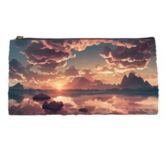 Sunset River Sky Clouds Nature Nostalgic Mountain Pencil Case by Uceng