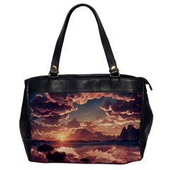 Sunset River Sky Clouds Nature Nostalgic Mountain Oversize Office Handbag by Uceng