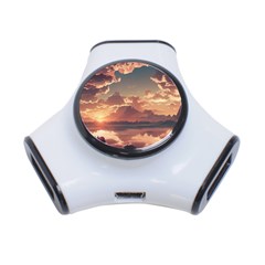 Sunset River Sky Clouds Nature Nostalgic Mountain 3-port Usb Hub by Uceng