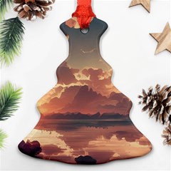 Sunset River Sky Clouds Nature Nostalgic Mountain Christmas Tree Ornament (two Sides) by Uceng