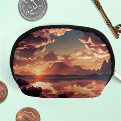 Sunset River Sky Clouds Nature Nostalgic Mountain Accessory Pouch (medium) by Uceng