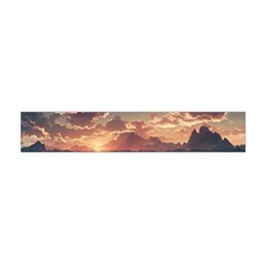 Sunset River Sky Clouds Nature Nostalgic Mountain Flano Scarf (mini) by Uceng