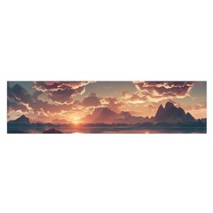 Sunset River Sky Clouds Nature Nostalgic Mountain Oblong Satin Scarf (16  X 60 ) by Uceng