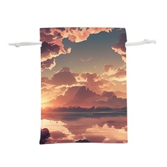 Sunset River Sky Clouds Nature Nostalgic Mountain Lightweight Drawstring Pouch (s) by Uceng