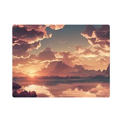 Sunset River Sky Clouds Nature Nostalgic Mountain Flano Blanket (mini) by Uceng