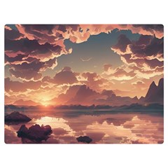 Sunset River Sky Clouds Nature Nostalgic Mountain Flano Blanket (extra Small) by Uceng