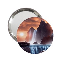 Water Waterfall Nature River Lake Planet Fantasy 2 25  Handbag Mirrors by Uceng