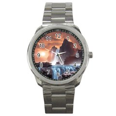 Water Waterfall Nature River Lake Planet Fantasy Sport Metal Watch by Uceng