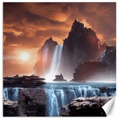 Water Waterfall Nature River Lake Planet Fantasy Canvas 16  X 16  by Uceng