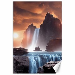 Water Waterfall Nature River Lake Planet Fantasy Canvas 24  X 36  by Uceng