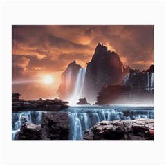 Water Waterfall Nature River Lake Planet Fantasy Small Glasses Cloth (2 Sides) by Uceng