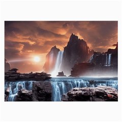 Water Waterfall Nature River Lake Planet Fantasy Large Glasses Cloth by Uceng