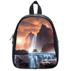 Water Waterfall Nature River Lake Planet Fantasy School Bag (small) by Uceng