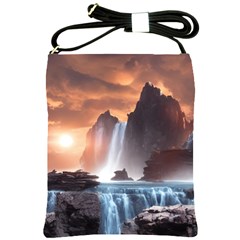 Water Waterfall Nature River Lake Planet Fantasy Shoulder Sling Bag by Uceng