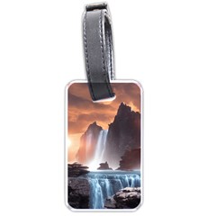 Water Waterfall Nature River Lake Planet Fantasy Luggage Tag (one Side) by Uceng