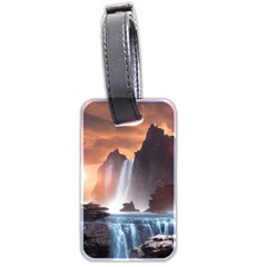 Water Waterfall Nature River Lake Planet Fantasy Luggage Tag (two Sides) by Uceng