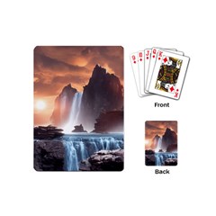 Water Waterfall Nature River Lake Planet Fantasy Playing Cards Single Design (mini) by Uceng