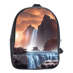 Water Waterfall Nature River Lake Planet Fantasy School Bag (xl) by Uceng