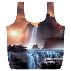 Water Waterfall Nature River Lake Planet Fantasy Full Print Recycle Bag (xxl) by Uceng